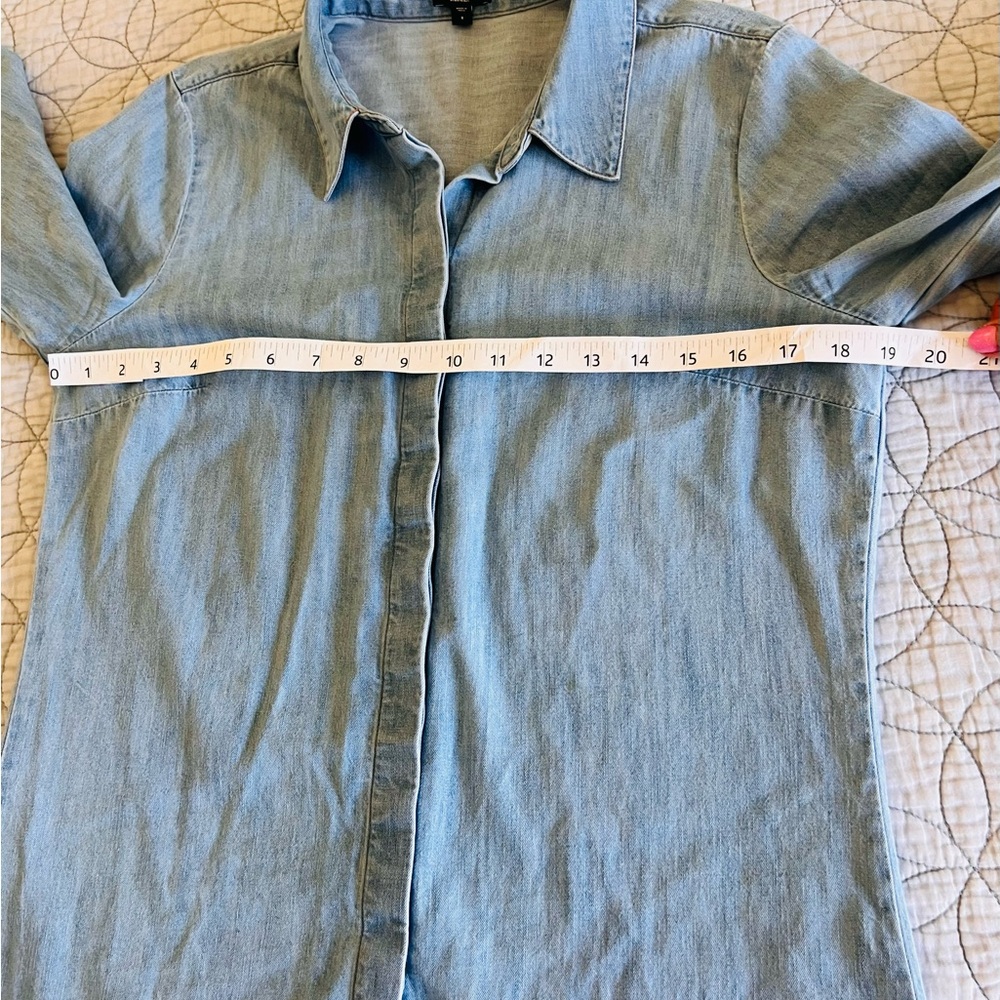 Express Light Blue Casual Shirt women size small denim - Picture 7 of 11